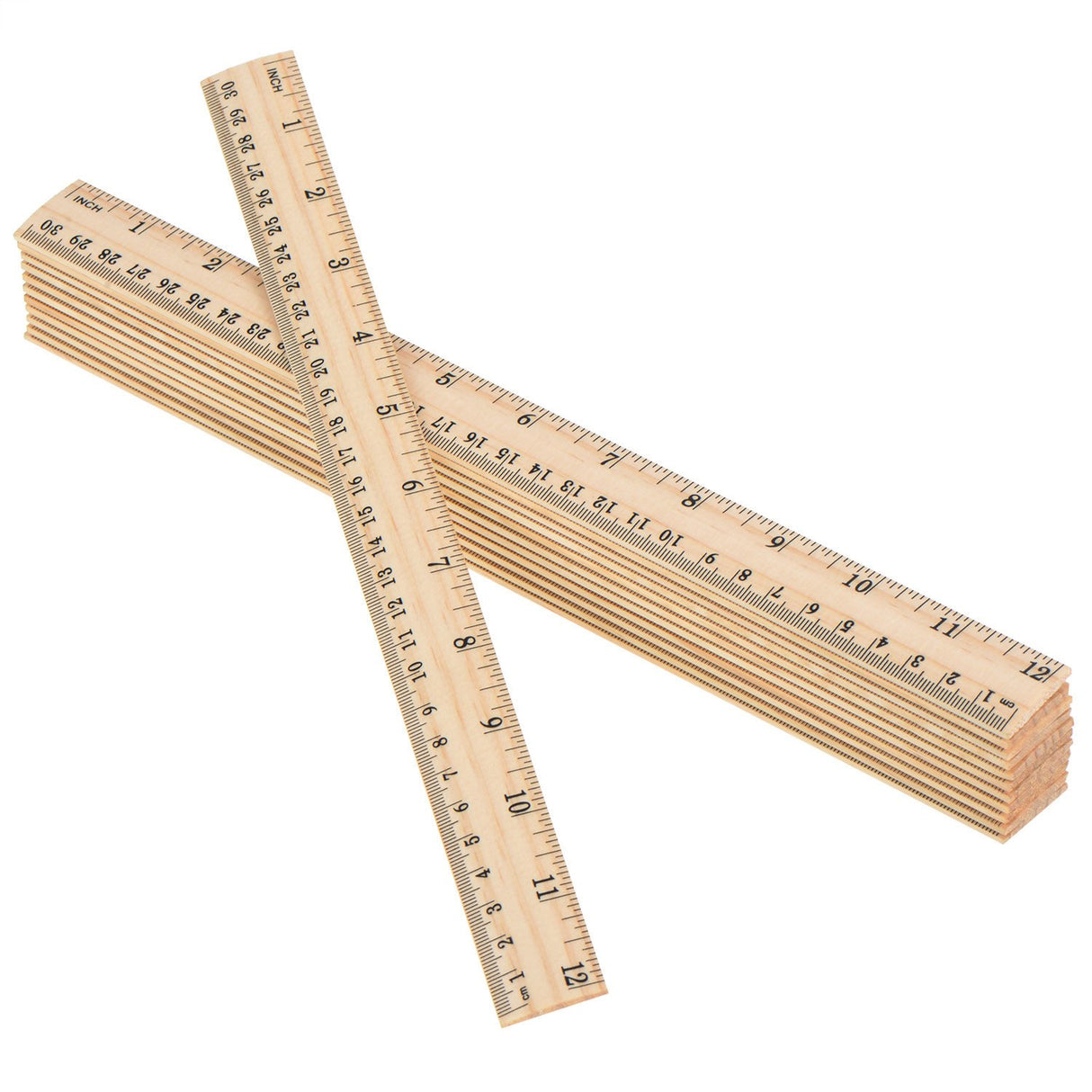 12 Pack Wood Ruler Student Rulers Wooden School Rulers Office Ruler Measuring Ruler, 2 Scale (12 Inch and 30 cm) Outus
