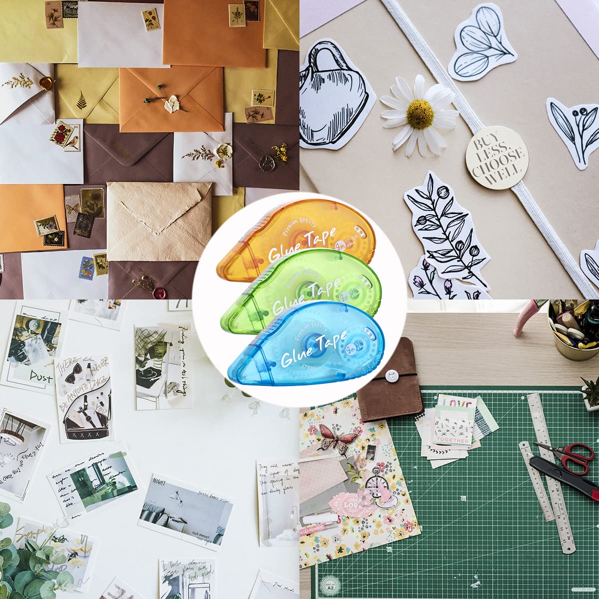 6 Pack Double Sided Tape Roller, Scrapbooking Tape, Permanent Adhesive Tape Dispenser Runner for Crafts and Arts Projects, Photo-Safe, 0.3-inch by XUXU