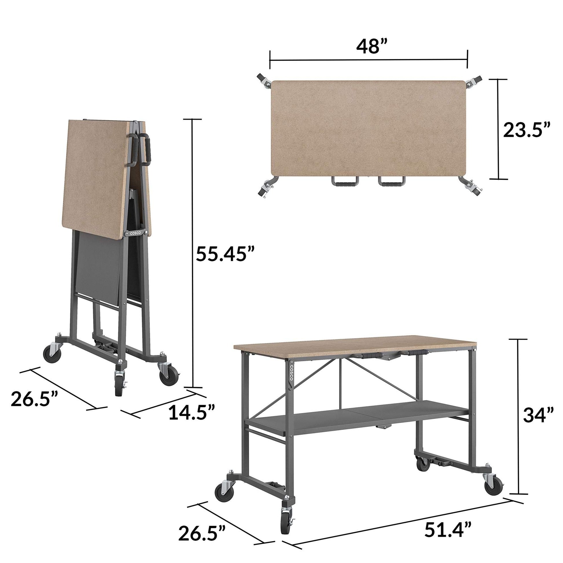 COSCO 66721DKG1E Folding Workbench and Table, Dark Gray - WoodArtSupply