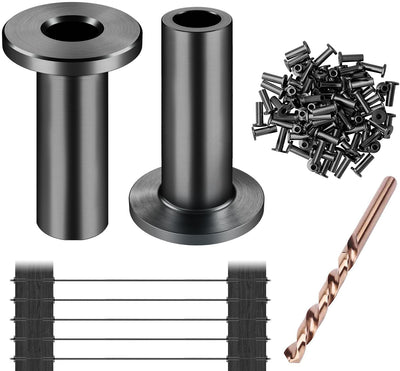 CKE 120 Pack T316 Black Stainless Steel Protector Sleeves for 1/8" Cable Deck Railing Kit System, Black Cable Railing Protector Sleeve for Wood Posts