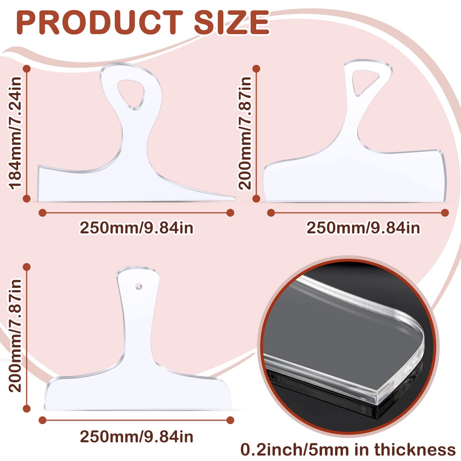 Maitys 3PCS Router Templates for Woodworking Large Charcuterie Board Handle Template Cutting Board Template Clear Acrylic Template Angled Curvy Maitys