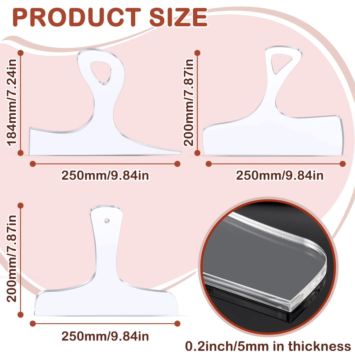 Maitys 3PCS Router Templates for Woodworking Large Charcuterie Board Handle Template Cutting Board Template Clear Acrylic Template Angled Curvy Maitys
