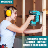 Cordless Brad Nailer for Makita 18V Lithium-Ion Battery, Powered Electric Nail Gun for Wood 18GA, Brushless Motor, 2 Mode, 18 Gauge 5/8 to 1-1/4 MtiolHig