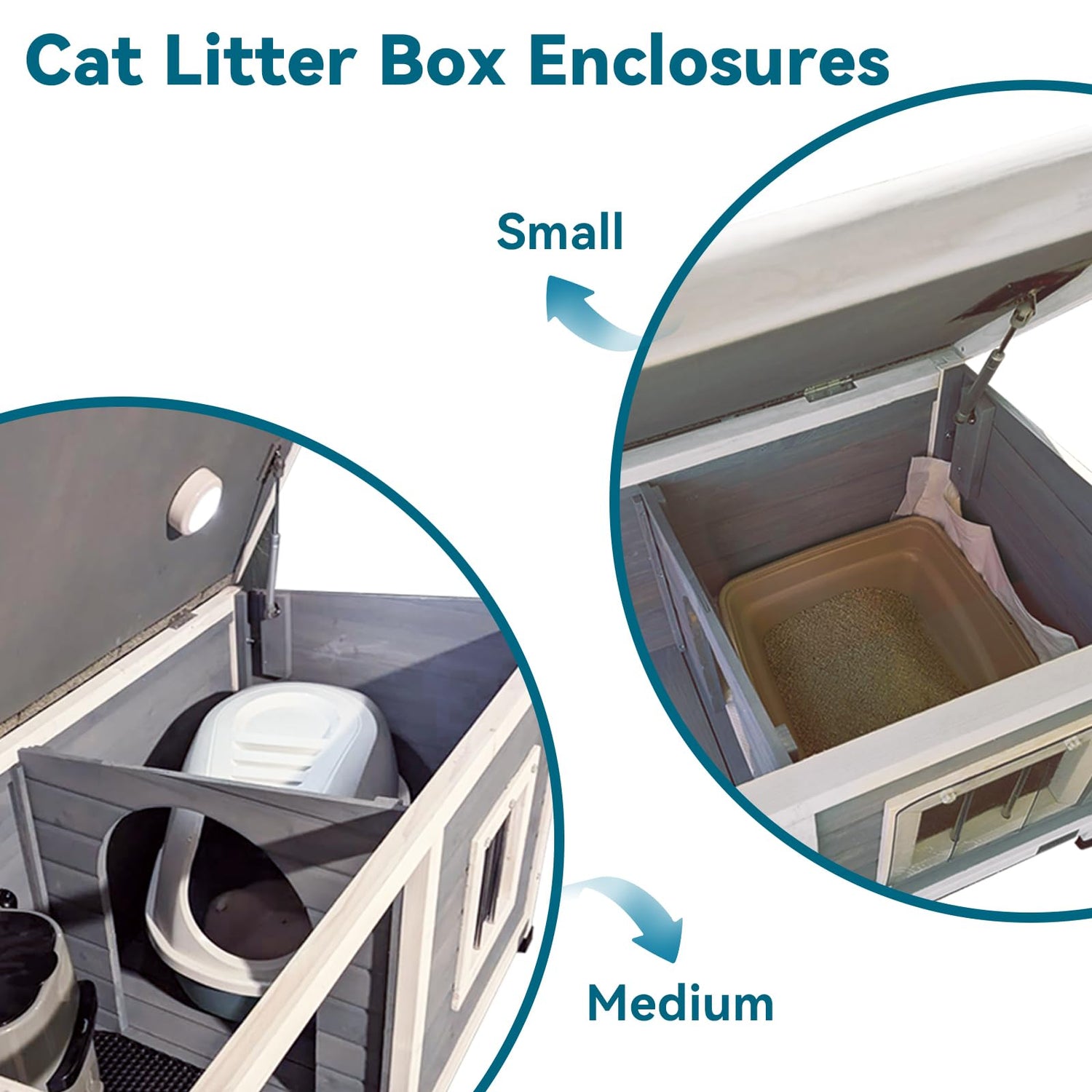 Petsfit Outdoor Wooden Dog House for Small Dogs, Light Grey, Small/33.6" L x 24.7" W x 23" H Petsfit