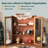 Wall Mount Storage Display Cabinet with Clear Display Doors - 12”x14”x5” Pantry Storage Hanging Cupboard - 3-Level Cover Cabinet with 2 Metal Handles Woodaholic