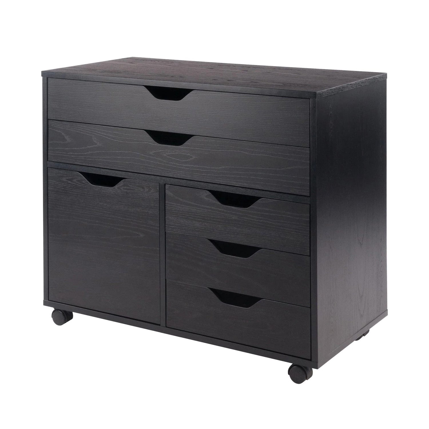 Winsome Wood Halifax Cabinet/Cupboard, 2 Large Drawer with 3 Small Drawer, Black Winsome