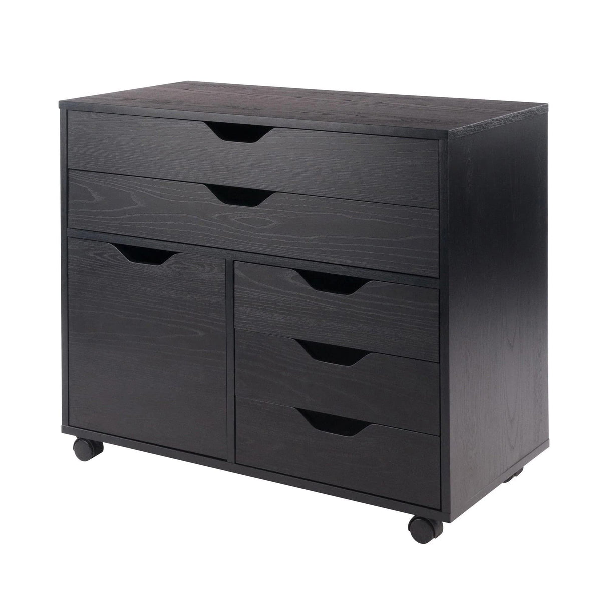 Winsome Wood Halifax Cabinet/Cupboard, 2 Large Drawer with 3 Small Drawer, Black Winsome