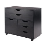 Winsome Wood Halifax Cabinet/Cupboard, 2 Large Drawer with 3 Small Drawer, Black Winsome