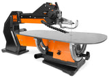 WEN LL2156 21-Inch 1.6-Amp Variable Speed Parallel Arm Scroll Saw with Extra-Large Dual-Bevel Steel Table, Black Orange WEN