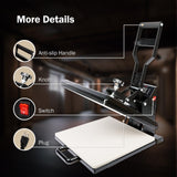 PowerPress Industrial-Quality Digital Sublimation Heat Press Machine for T Shirt, 15x15 Inch, Black PowerPress