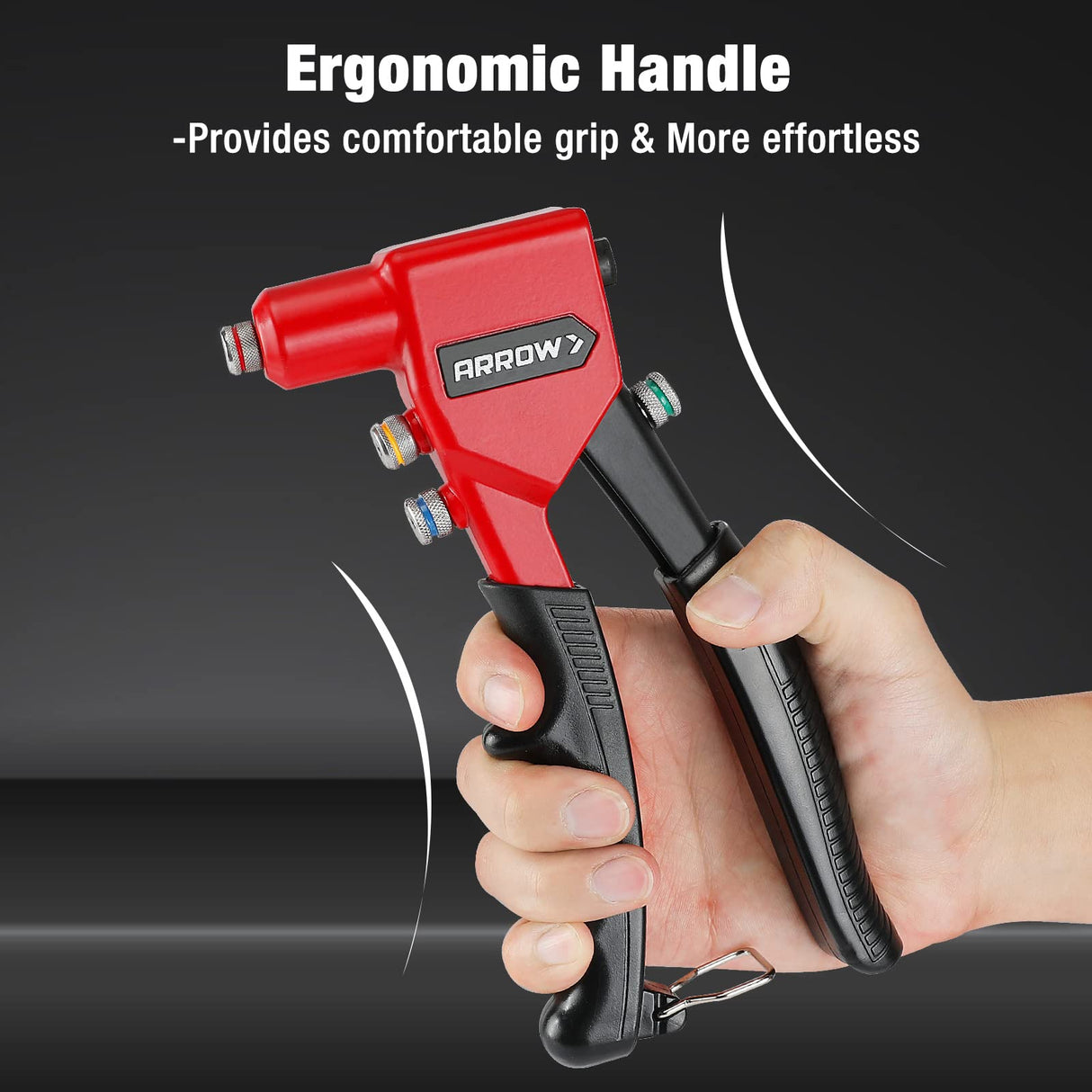 Arrow Hand Riveter Kit, RT187M Professional Pop Rivet Gun with 3/32", 1/8", 5/32", 3/16" 100 Pieces Rivets (Each 25 Pieces), Great for Metal, Gutter Arrow