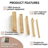 Brass Setup Blocks Height Gauge Set - Set of 5 Accurate Table Saw Accessories for Woodworkers - Bars Include Laser Engraved Size Markings LOSTRONAUT