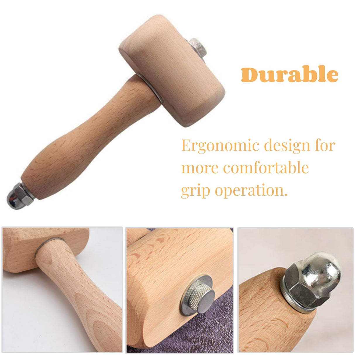 WEICHUAN Beech Wood Mallet Carving Mallet Leathercraft Sewing Engraving Printing Hammer Mallet The Well-Balanced Beechwood Woodworking Mallet WEICHUAN