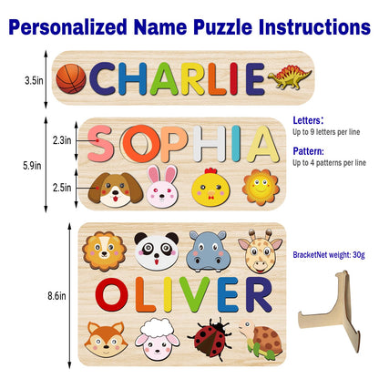 OELTTG Name Puzzle for Kids Personalized, 1st Birthday Gifts,Custom Baby Easter Gifts, Toddler Wooden Puzzles, Early Learning Toys for Baby Boy or - WoodArtSupply