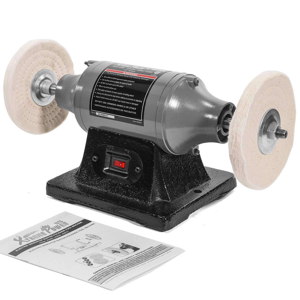 XtremepowerUS 6-Inch Electric Polisher Benchtop Buffer Grinder Motor Polishing Grinder Machine Dual Buffer - WoodArtSupply