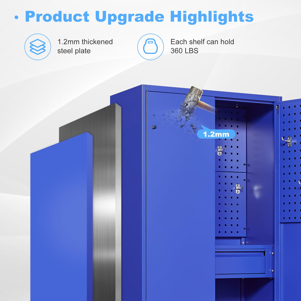 Letaya Metal Garage Tool Storage Cabinets with Pegboard, 71" Heavy Duty Steel Cabinet with Drawer and Adjustable Shelves, Lockable for Garage Utility Letaya