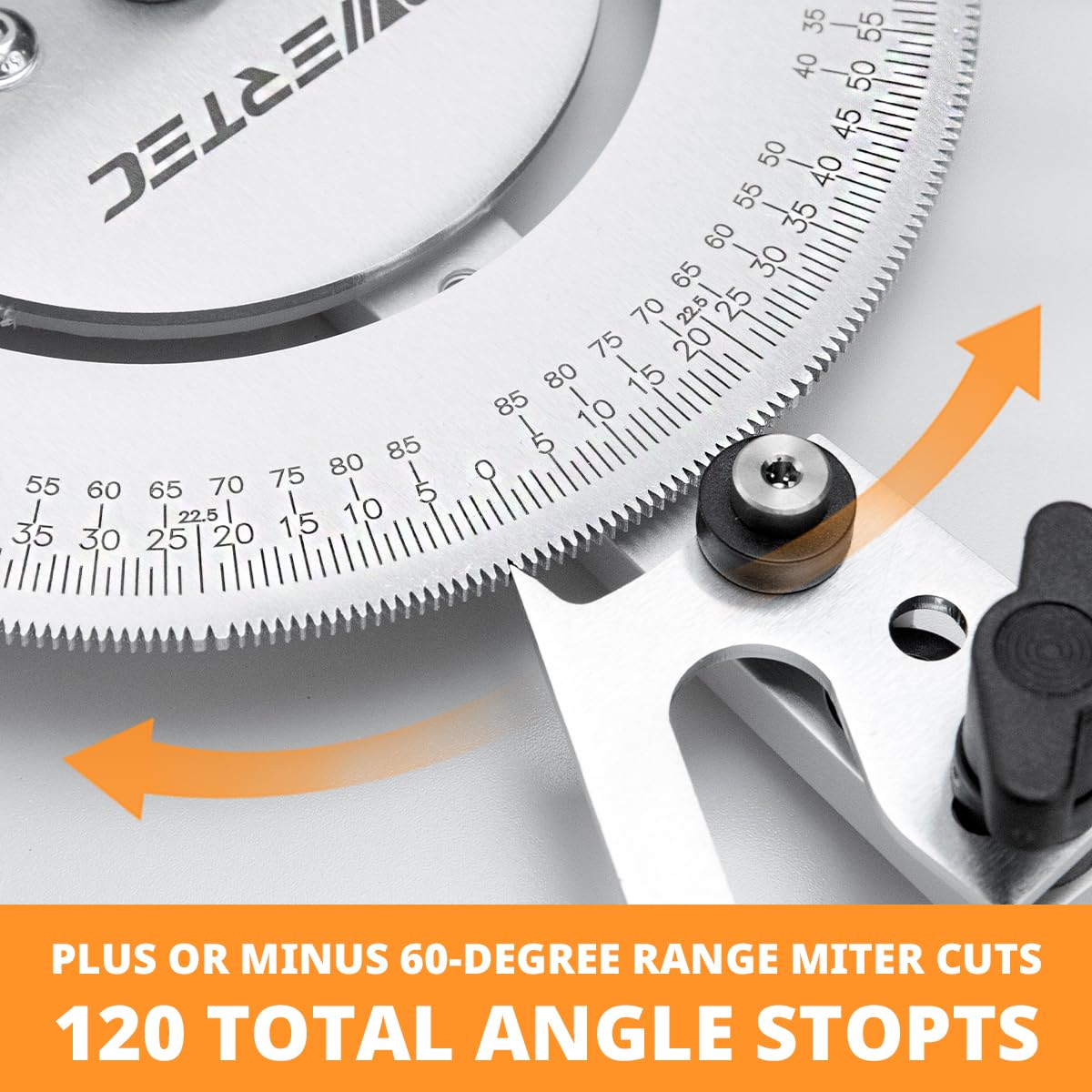 POWERTEC 71143 Deluxe Miter Gauge for Table Saw | Miter Guide with 120 Angle Stops - WoodArtSupply