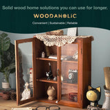 Wall Mount Storage Display Cabinet with Clear Display Doors - 12”x14”x5” Pantry Storage Hanging Cupboard - 3-Level Cover Cabinet with 2 Metal Handles Woodaholic