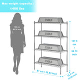 Auslar 4-Shelf Storage Wire Shelves Heavy Duty 4 Tiers Standing Shelving Units Adjustable Metal Organizer Wire Rack, Chrome Auslar