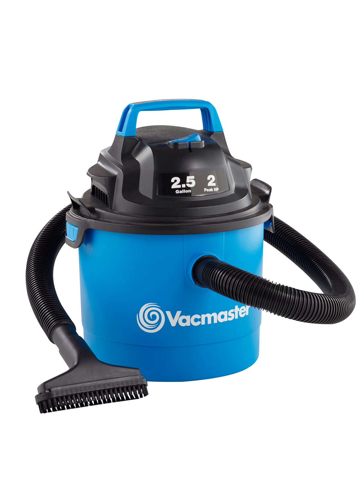 Vacmaster Portable Wall Mountable Wet/Dry Vac, 2.5 Gallon, 2 HP 1-1/4" Hose (VOM205P), Blue Vacmaster