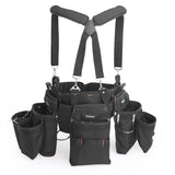 Chyaidach 16-Pockets Tool Belts for man with Suspenders, Detachable & Adjustable Tool Pouches Bag & Back Support Tool belt Combo For Chyaidach