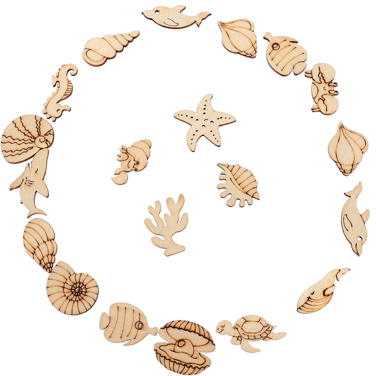 Toyvian 100pcs Handmade Painting Cutouts Marine Animal Cutouts Wood Animals Cutouts Unfinished Animal Cutout Ocean Animal Cutouts Sea Animals Cutouts Toyvian