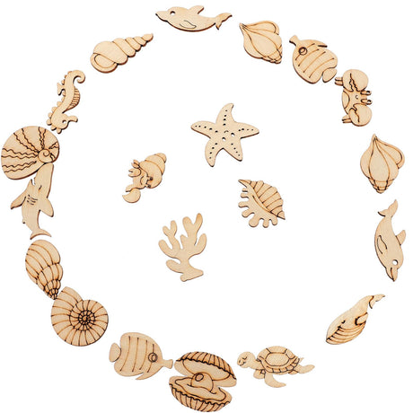 Toyvian 100pcs Handmade Painting Cutouts Marine Animal Cutouts Wood Animals Cutouts Unfinished Animal Cutout Ocean Animal Cutouts Sea Animals Cutouts Toyvian