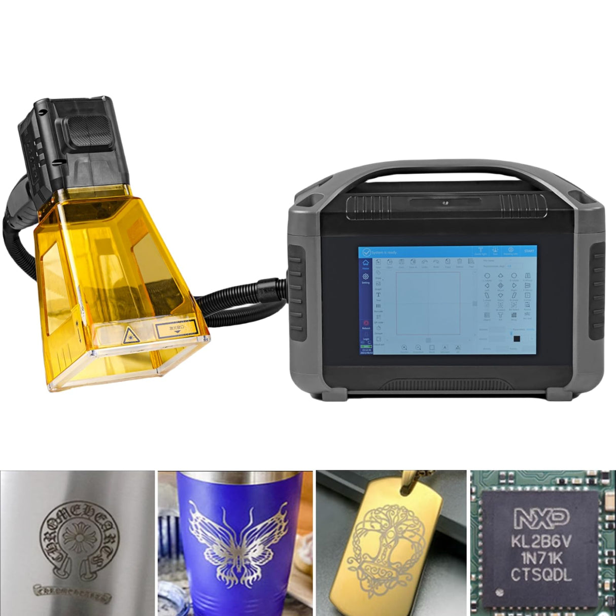 WTTTOOLS Fiber Laser Engraver 30W Fiber Laser Marking Machine MAX Handheld Laser Engraving Machine Portable Laser Marker with 100*100mm Lens Battery WTTTOOLS