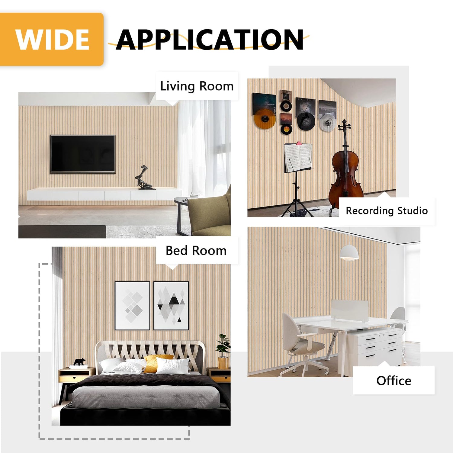 Olanglab Acoustic Wood Wall Panels, 2Pack 94.48"x 12.59" Each, Decorative Sound Proof Panels for Walls,3D Acoustic Panels Block Noise from Outside, Olanglab