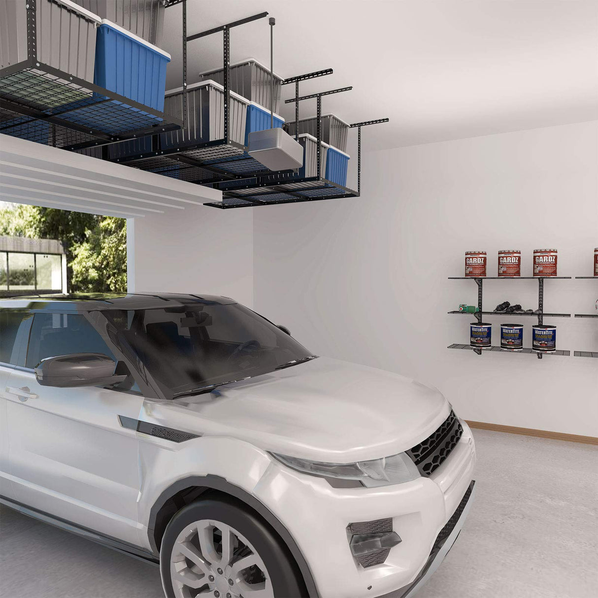 FLEXIMOUNTS 4x6 Heavy Duty Overhead Garage Adjustable Ceiling Storage Rack, 72" Length x 48" Width x 40" Height (Black) FLEXIMOUNTS