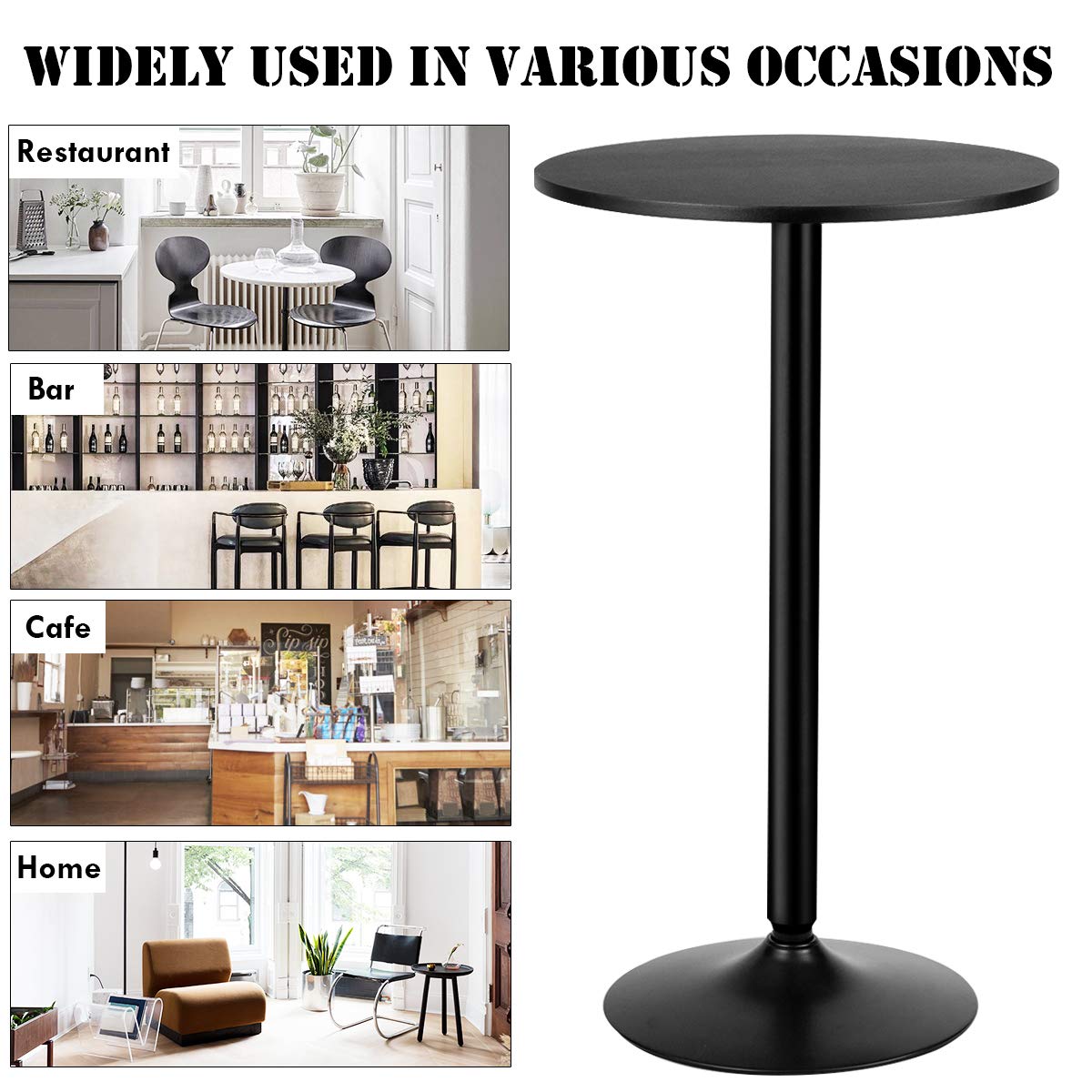 Giantex Modern 24-Inch Round Pub Table - 40-Inch Height Cocktail Table for Home & Restaurant - WoodArtSupply