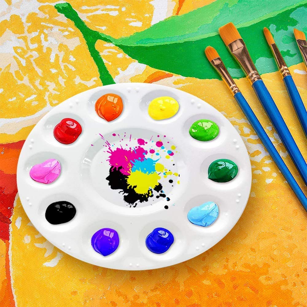 Hulameda Paint Tray Palettes, Plastic Paint Pallets for Kids or Students to Paints on School Project or Art Class-12pcs Hulameda