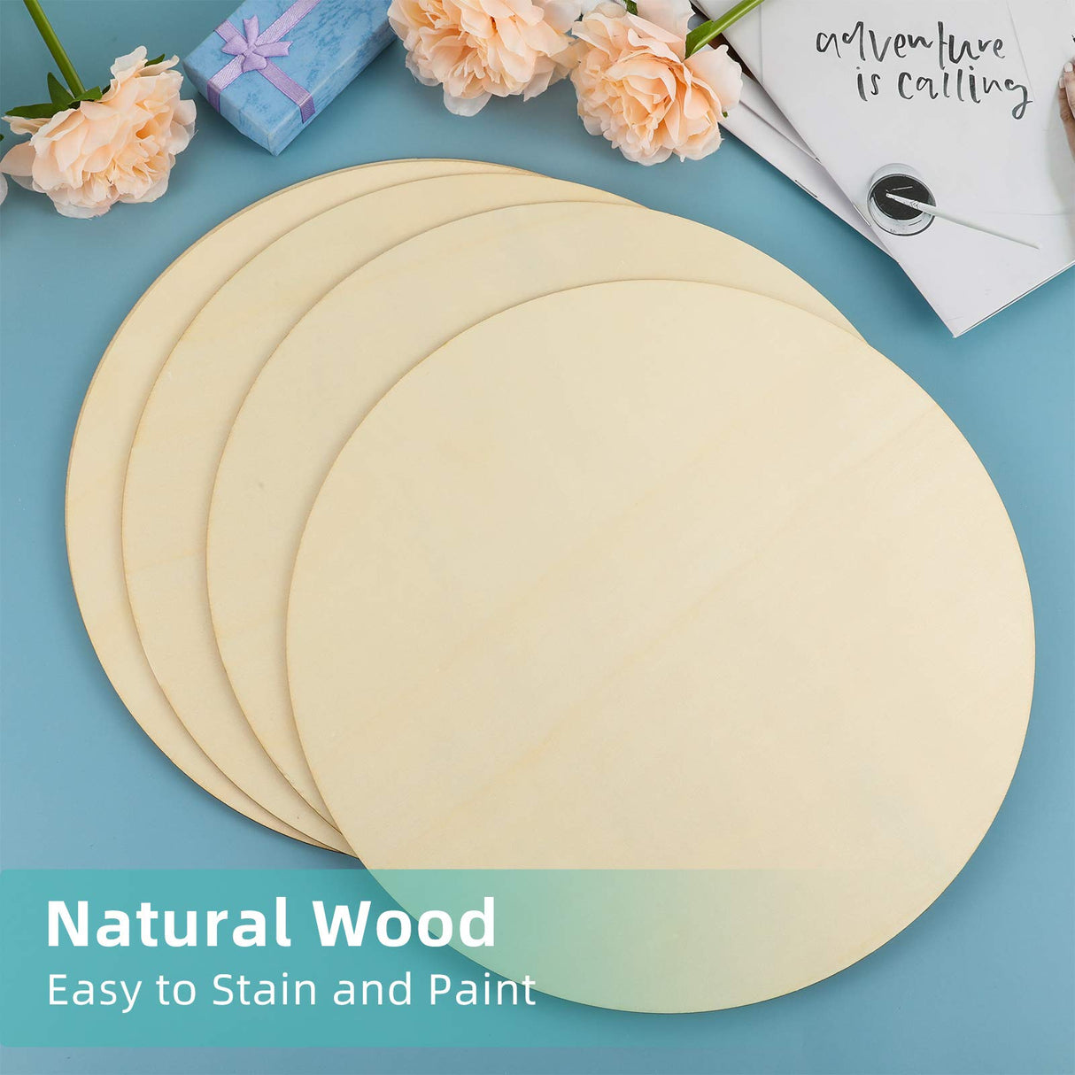 6 Pieces Round Wood Circles Unfinished Wood Slices Cutout for Craft Door Hanger, Pyrography, and Painting (6 Inch) Jetec