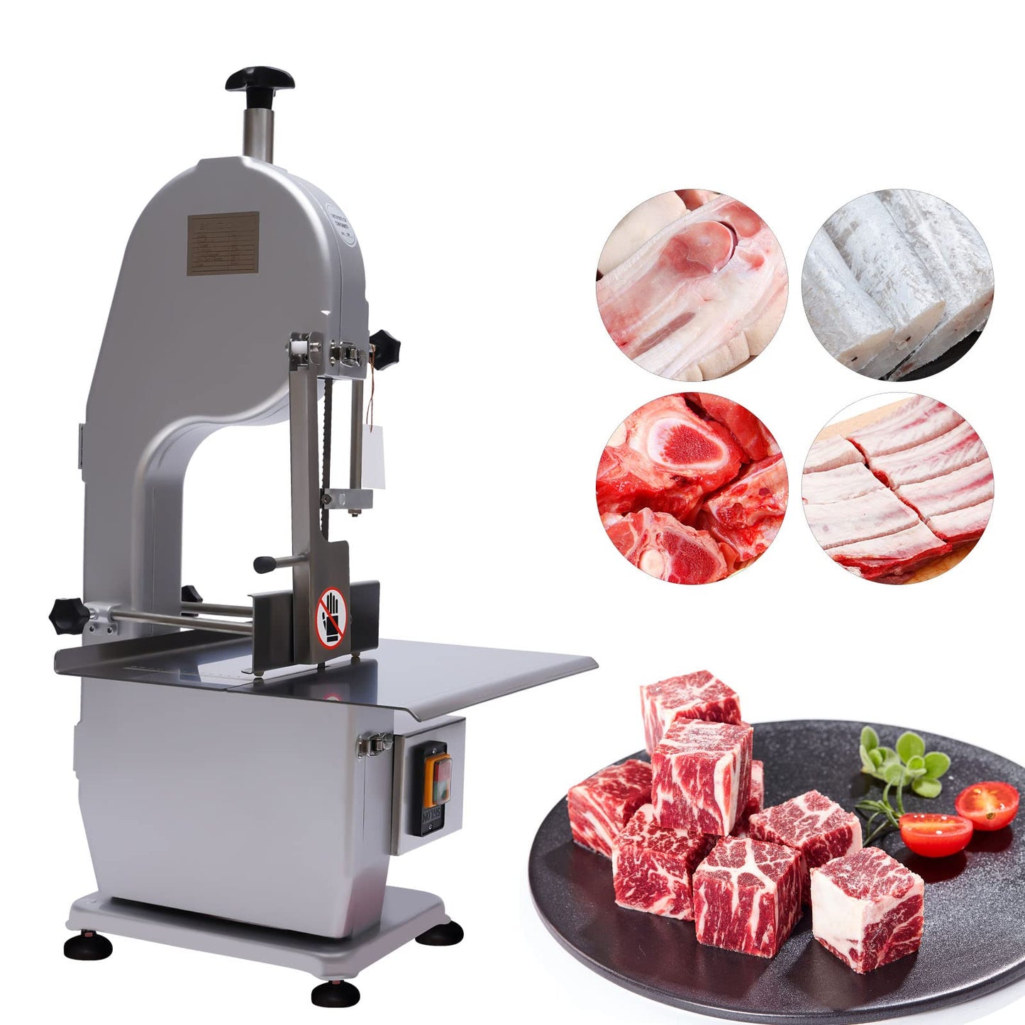 Food Slicer Bone Saw Machine, 1500W Frozen Meat Cutter, Butcher Cutting Machine with Bandsaw, Max Cutting Height 150mm,Work Table 14.8 x 19.7inches,