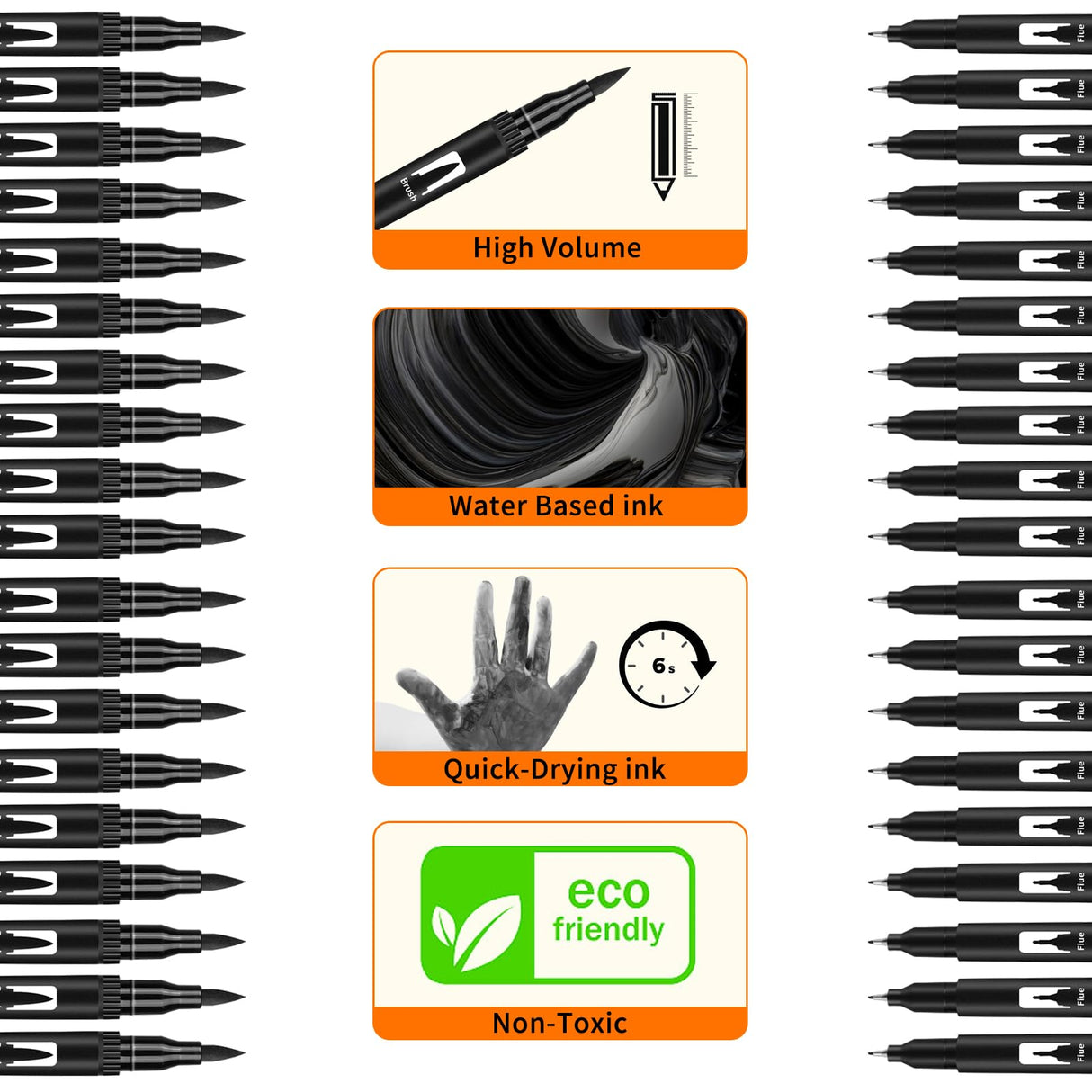 GPLMQ Black Drawing Pens, 12 Pack Felt Tip Markers for Adults and Kids, Dual Brush Fineliners Pens for Art Drawing Sketching Calligraphy GPLMQ