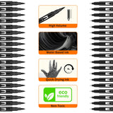 GPLMQ Black Drawing Pens, 12 Pack Felt Tip Markers for Adults and Kids, Dual Brush Fineliners Pens for Art Drawing Sketching Calligraphy GPLMQ