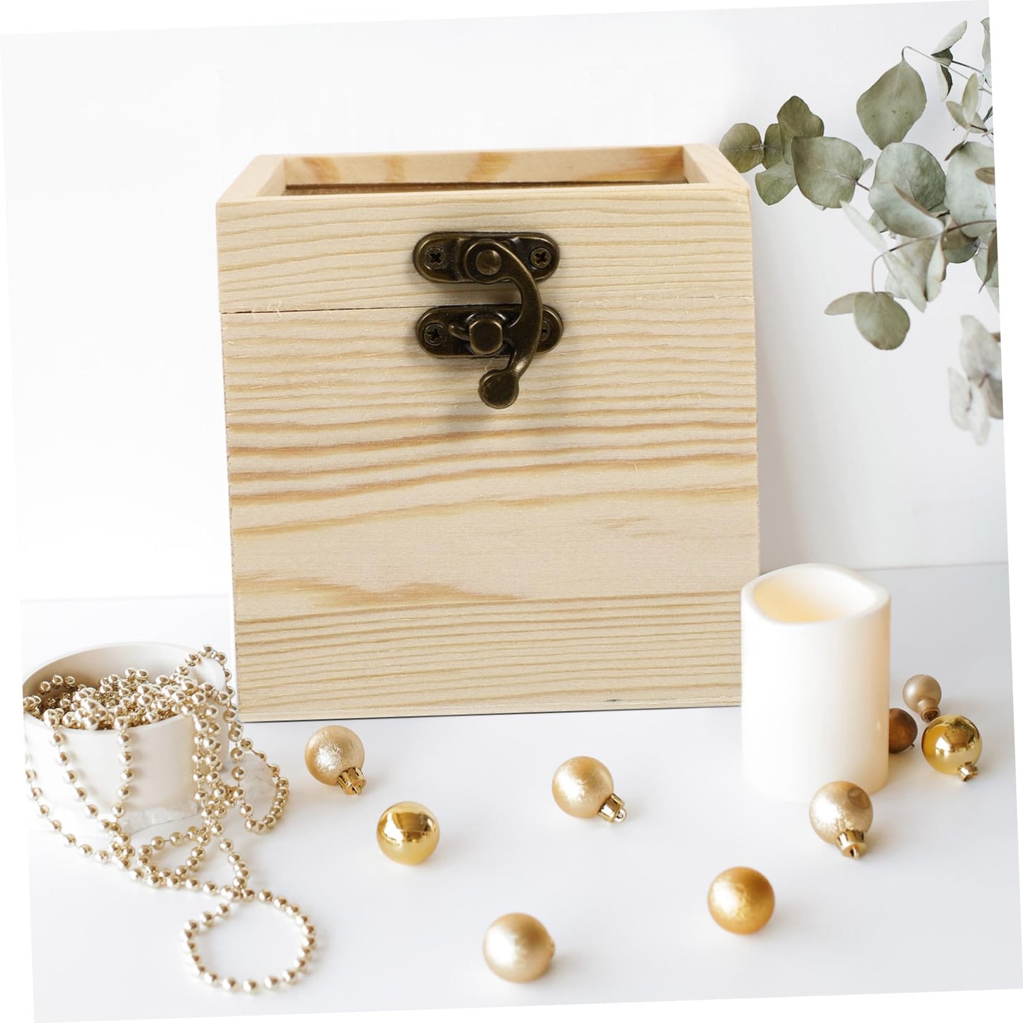 NOLITOY 4 Pcs Wooden Box with Glass Lid Candy Glass Jewelry Keepsake Unfinished Wooden Chest Jewelry Container Necklace Case Glass Container Flowers