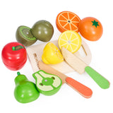 MORITECK Wooden Play Food Sets for Kids Kitchen Accessories, Realistic Wood Cutting Fruits Toys for 3- Year Old Toddlers, Mini Pretend Play Fake MORITECK