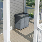 GOOD LIFE USA Outdoor Garden Patio Wooden Storage Cabinet Furniture Waterproof Tool Shed with Potting Benches Outdoor Work Station Table (Gray) GDLF