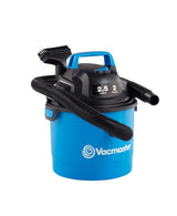 Vacmaster Portable Wall Mountable Wet/Dry Vac, 2.5 Gallon, 2 HP 1-1/4" Hose (VOM205P), Blue Vacmaster