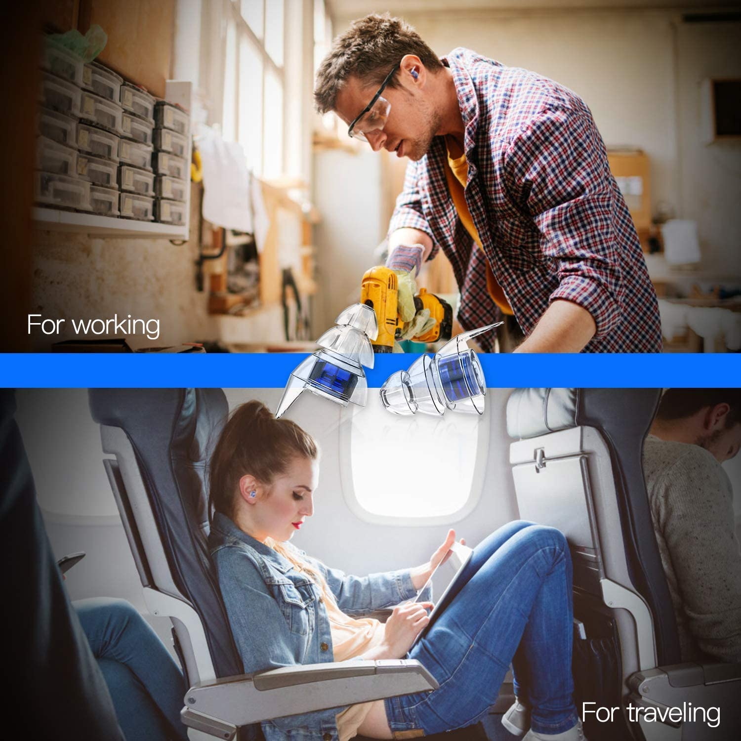 SureFire EP4 Sonic Defenders Plus filtered Earplugs, triple flanged design, reusable, Black, Medium SureFire