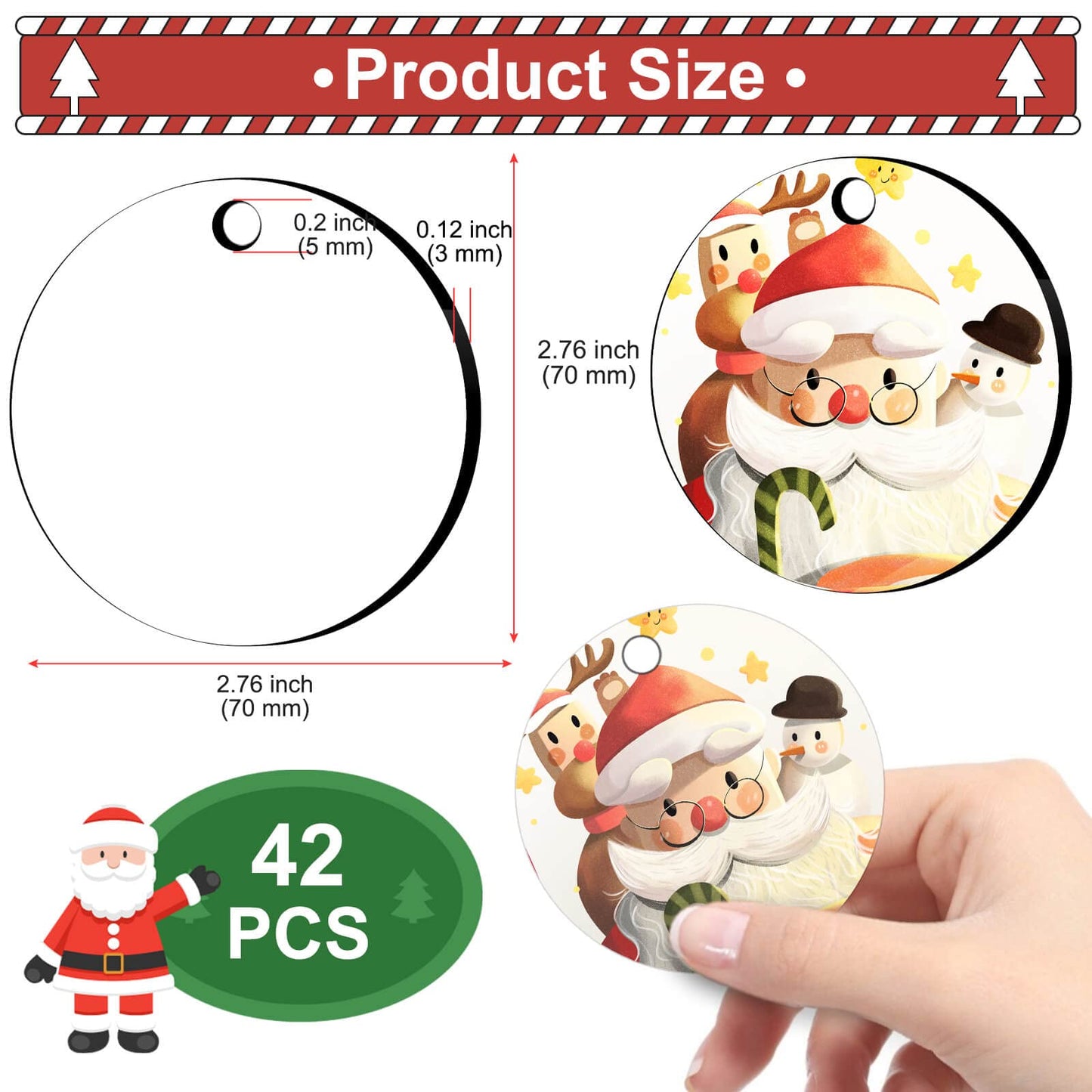 Sublimation Ornament Blanks, Cridoz 28Pcs Round Sublimation Blanks Pendants Bulk for Christmas Day and Halloween Day Ornaments Supplies, DIY