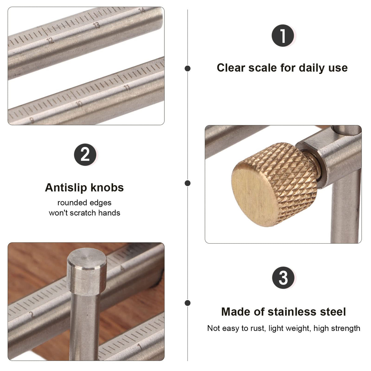 Dioche Adjustable Mortise Gauge, Woodworking Marking Gauge, Dual Rod Draw Line Stainless Steel Mortise Gauge for Metal Wood Ceramic Tile, Approx Dioche