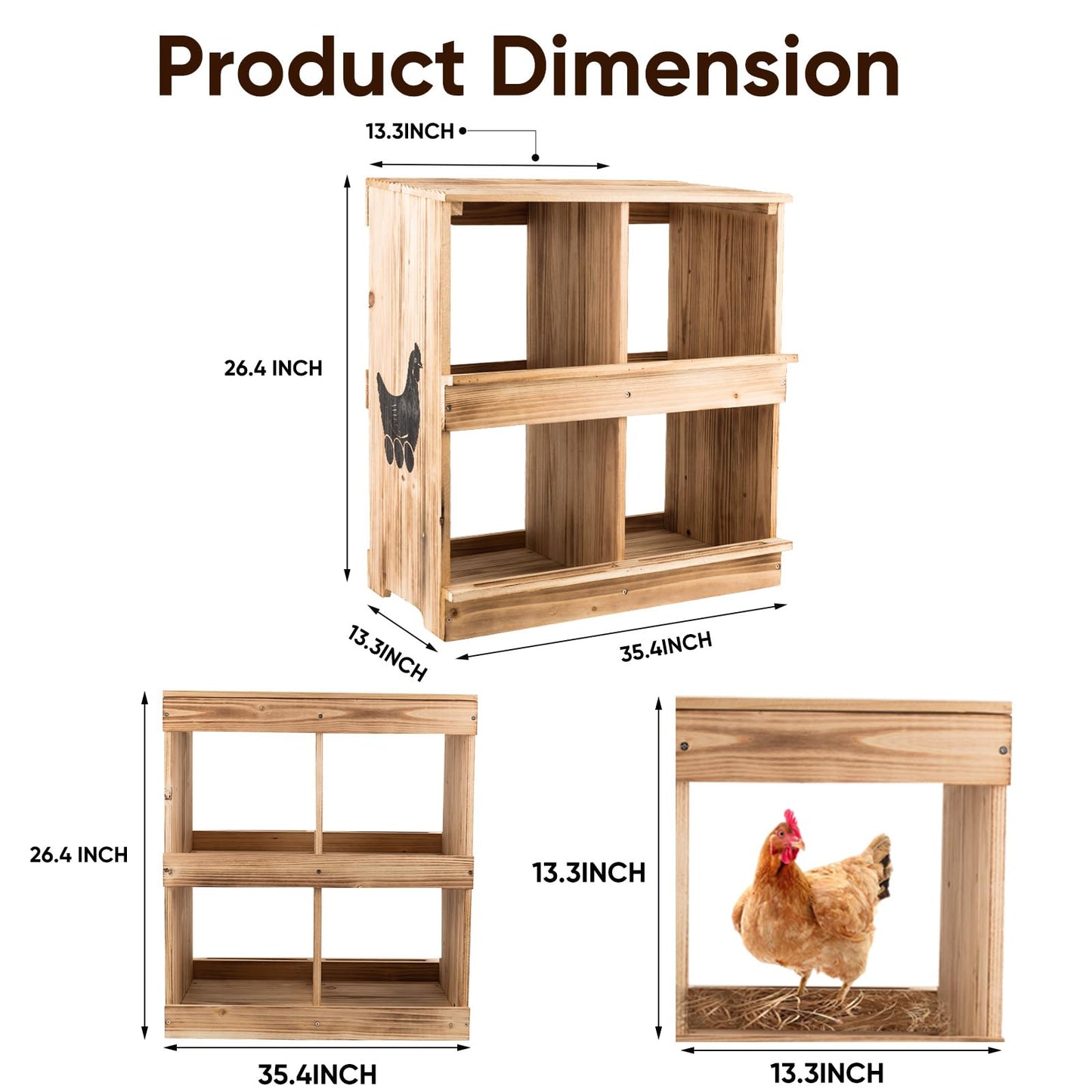 Nesting Boxes for Chicken Coop - Wooden Chicken Nesting Box for Poultry Heavy Duty 4 Compartments Laying Eggs Nest Box Wall Mount for Chickens, Hens, - WoodArtSupply