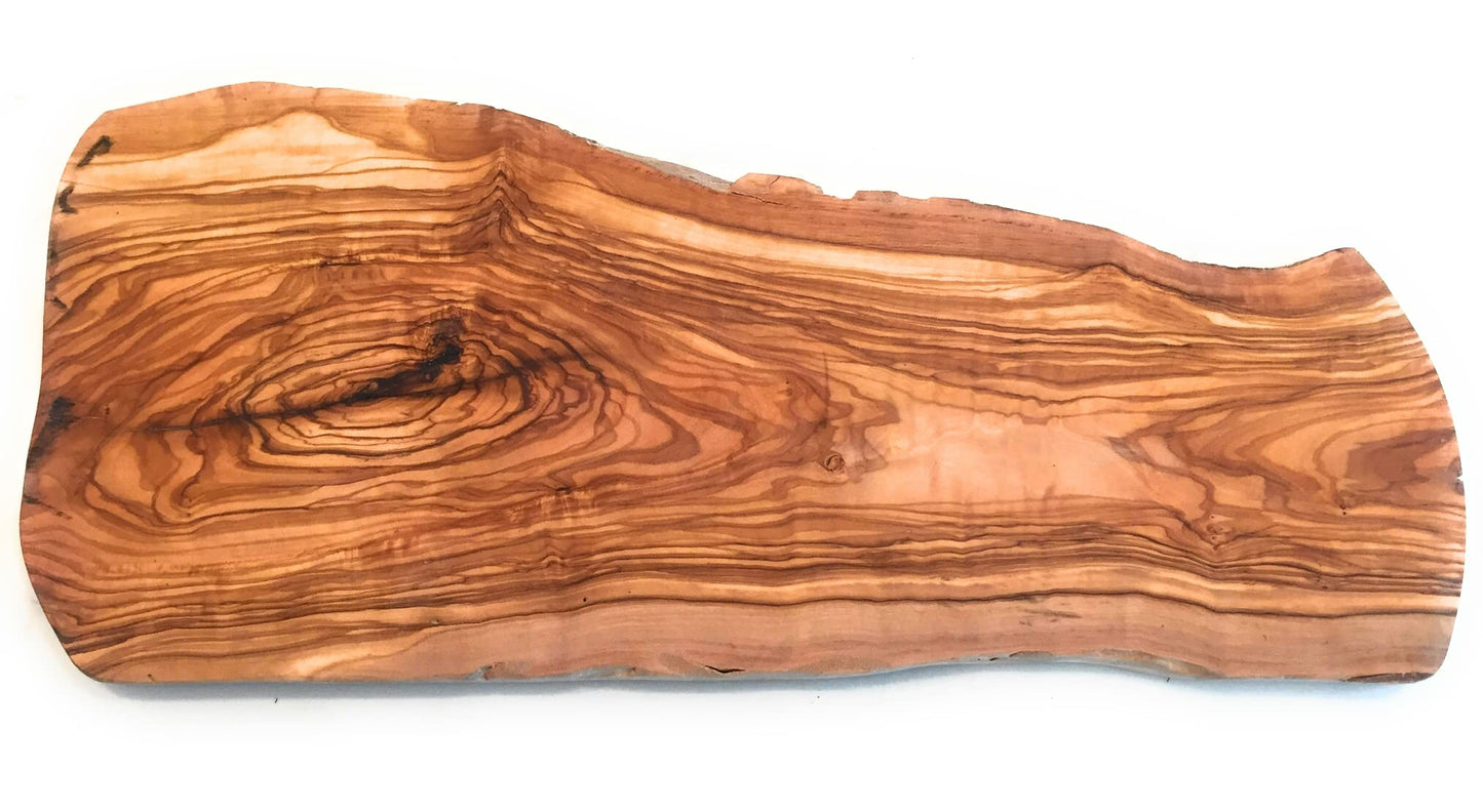 20" Rustic Handmade Bark Edge Olive Wood Charcuterie Board by Orchard Hardwoods- For Cutting, Chopping, Serving. Wooden Slab, Unique Kitchen Gift- In - WoodArtSupply