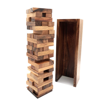 BSIRI Wood Tumbling Tower Game - Ideal for Party Games, Camping Games, Outdoor Games for Adults and Family, Classic Stacking Block Games for