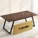 Tribesigns Dining Room Table for 6, Industrial 63" W Rustic Brown Rectangle Wooden Kitchen Table with Metal Frame, Farmhouse Patio Dinner Table for Tribesigns