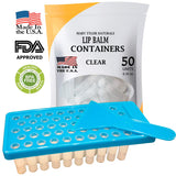 Lip Balm Container Tray Kit with Fill Tray and Spatula, BPA Free, Made in the USA, Includes 50 Clear Containers with Caps (0.15 oz each) by Mary Mary Tylor Naturals