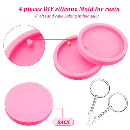 Boao 4 Pieces Resin Round Silicone Keychain Mold Silicone Circle Pendant Clay Mold for DIY Homemade Chocolate Dessert - WoodArtSupply