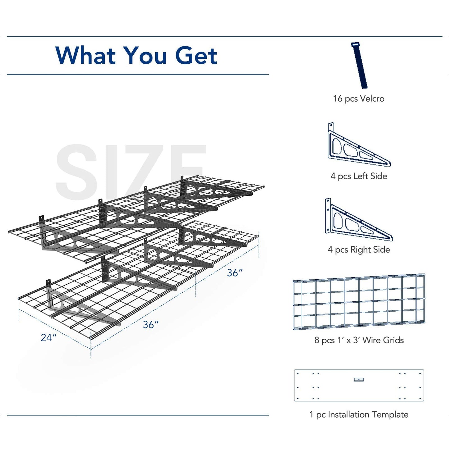 FLEXIMOUNTS 2-Pack 2x6ft Garage Shelving 24-inch-by-72-inch Wall Shelf Garage Storage Rack Floating Shelves, Black - WoodArtSupply